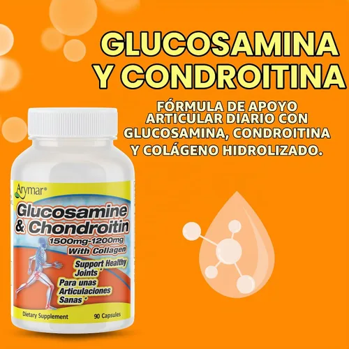 Vista 4 de Arymar Suplemento de glucosamina condroitina y colágeno Fórmula de apoyo articular paquete de dos