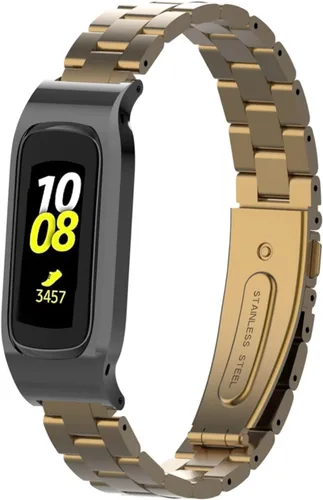 Vista 18 de Correa de reloj de metal compatible con Samsung Galaxy Fit2 SM-R220 de acero inoxidable con marco protector de caja de repuesto para Fit 2 SM-R220