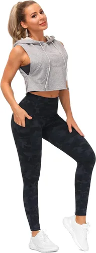 Vista 6 de The Gym People Pantalones deportivos gruesos de tiro alto, con bolsillos y control de abdomen, leggings para entrenar, correr, hacer yoga, para mujer