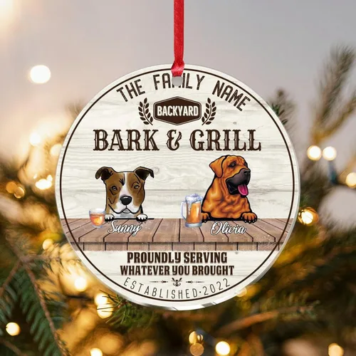 Vista 25 de SILYHEART Christmas Acrylic Ornaments Presa Canario & Pug Bull Dog Christmas Porcelain Ornament Family Dog Name Funny Dog Pet Lovers DIY Christmas