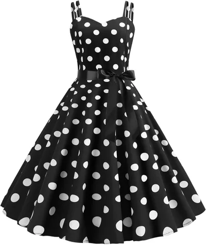 Vista 3 de Vestido vintage con tirantes delgados de los años 50, Audrey Hepburn Rockabilly, vestido de cóctel y fiesta de té y regreso a casa