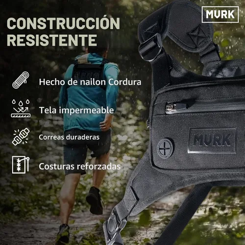 Vista 4 de MVRK Mochila de pecho resistente al agua - Chaleco para correr para entrenamientos, soporte para teléfono para correr, almacenamiento adicional
