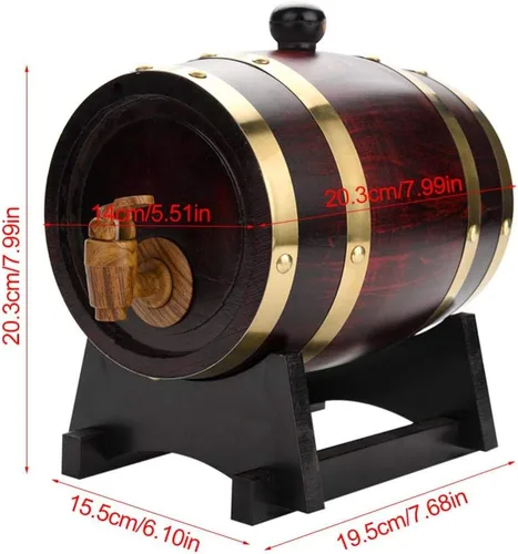 Vista 4 de Dispensador de whisky Barril de envejecimiento de roble 1.5L Barril de madera rojo vino