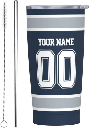 Vista 14 de Arizona - Vaso aislado personalizado con número de nombre, vasos de fútbol personalizados con pajita, taza de viaje personalizada para café, regalos