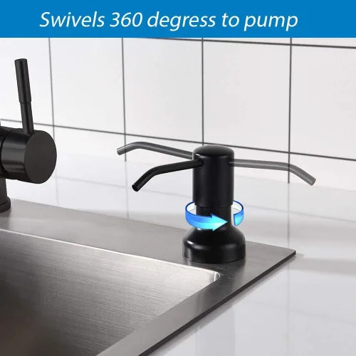 Vista 5 de Dispensador de jabón integrado para fregadero de cocina, dispensador de jabón de cocina, juego de bomba de acero inoxidable para jabón o loción
