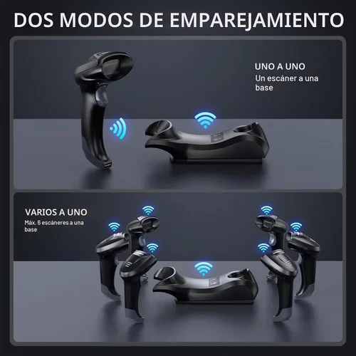 Vista 7 de TEEMI Escáner de código de barras Bluetooth TMSL-56CR con base de carga USB