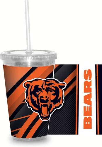 Vista 36 de Vaso transparente de fútbol NFL de 16 onzas con popote para fanáticos de la NFL