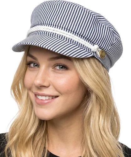 Vista 43 de Funky Junque Gorra de pescador griego, gorra de algodón para panaderos Floral - Denim