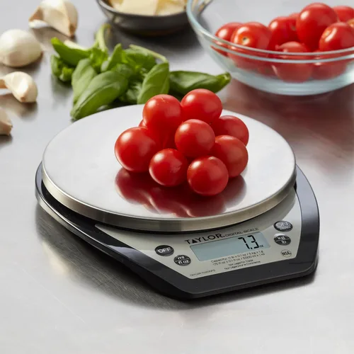 Vista 2 de Taylor Báscula digital compacta 1020NFS, báscula multifuncional para medir el peso y control de porciones, función de tara, NSF, plataforma de acero