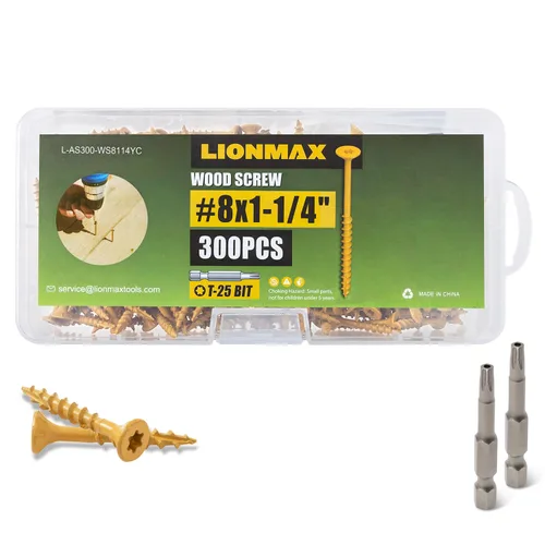 Vista 21 de LIONMAX Tornillos de cubierta de 1-1/4 pulgadas, tornillos para madera #8 x 1-1/4 pulgadas, 100 unidades, resistentes a la corrosión, revestimiento