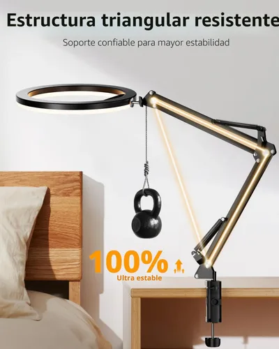 Vista 6 de UBeesize Anillo de luz de 12 pulgadas con soporte de teléfono superior, luz LED para selfie con soporte y soporte para teléfono para iPhone