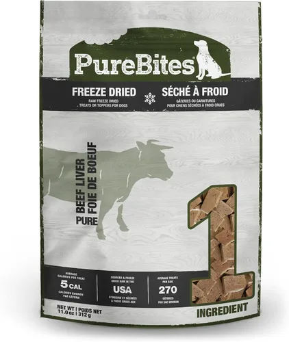 Vista 8 de PureBites Golosinas de res liofilizadas para perros, 1 ingrediente, hechas en EE. UU., 26 oz (el empaque puede variar)