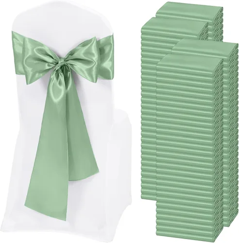 Vista 36 de 60 bandas de satén color burdeos para silla, diseño de lazos, para decoración de sillas de Acción de Gracias, boda, Navidad, banquetes, fiestas