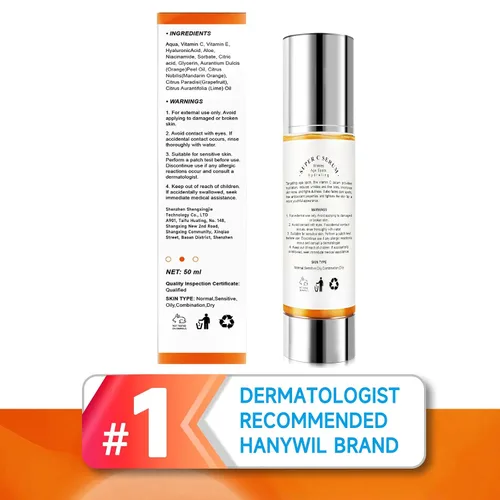 Vista 7 de HANYWIL Suero súper vitamina C con 20% para piel madura, se dirige a la reducción de manchas y arrugas con ácido hialurónico, suero hidratante