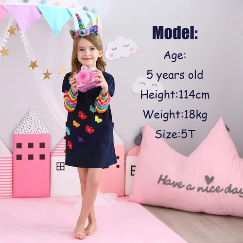 Vista 2 de VIKITA - Ropa de invierno para niñas, vestidos de manga larga para niñas de 2 a 12 años