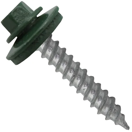 Vista 59 de 12 tornillos para techos de metal gris ABC de 1-1/2 pulgadas, cabezal de arandela hexagonal, arranque automático/roscado, arandela EPDM. 1 bolsa