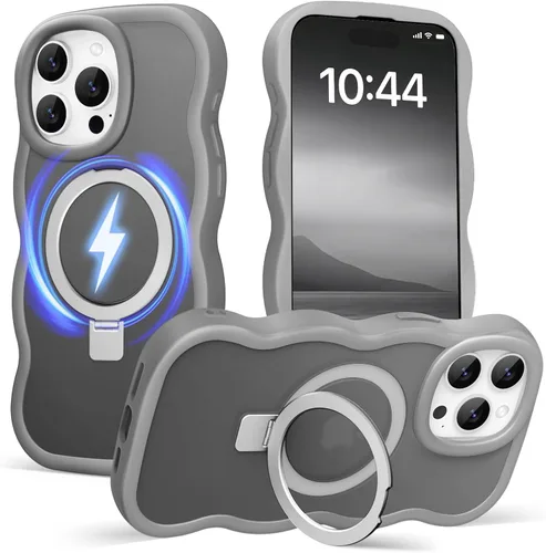 Vista 14 de Magsafe - Funda magnética para iPhone 12 Pro Max, compatible con Magsafe con marco ondulado, translúcido, mate, parte trasera dura, de silicona, a