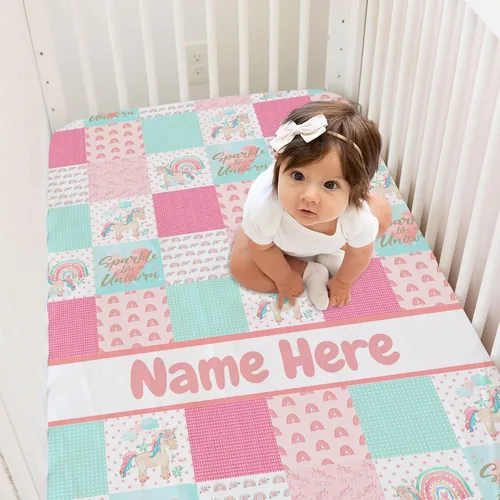 Vista 8 de Sábanas personalizadas para cuna de bebé con nombre, sábanas ajustadas personalizadas para cuna para bebés, juegos de ropa de cama de bebé, sábanas