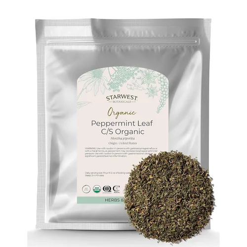 Vista 7 de Starwest Botanicals Hojas de menta orgánicas cortadas y tamizadas, hierba de hojas sueltas secas para té, mezclas de hierbas, hornear y cocinar, sin