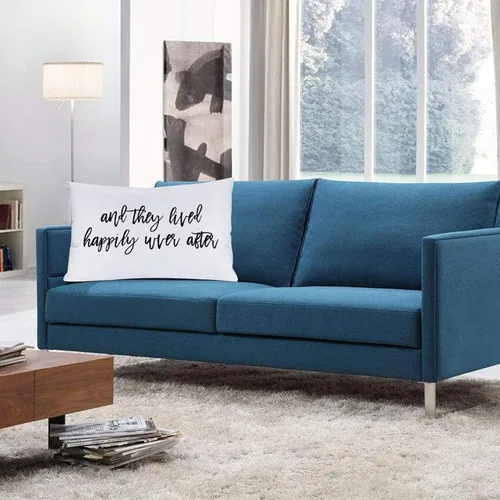 Vista 4 de SILYHEART Fundas de almohada decorativas con texto en inglés «And They Lived Happily Ever After», fundas de almohada oblongas para cama, silla