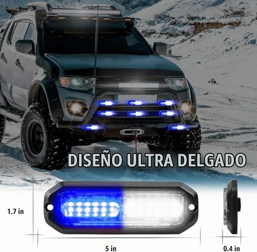 Vista 2 de WINECO Luces de policía para vehículos, 8PCS LED de Montaje en Superficie Luces Estroboscópicas Kit de Seguridad de Emergencia Advertencia Parrilla