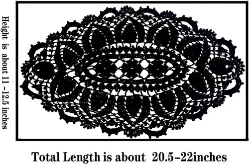 Vista 4 de SUNONE11HKA Mantel individual ovalado de encaje de ganchillo de 21 pulgadas de largo, mantel individual lavable para jarrón de cocina (negro, 1)