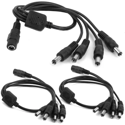 Vista 2 de exgoofit Paquete de 2 cables divisor de corriente CC de 1 hembra a 8 machos, adaptador Y para cámaras de seguridad CCTV y tiras de luces LED