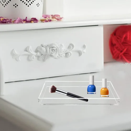 Vista 5 de Bandeja de acrílico Bigfety para organizar, bandejas de baño transparentes para mostrador, escritorio, cómoda