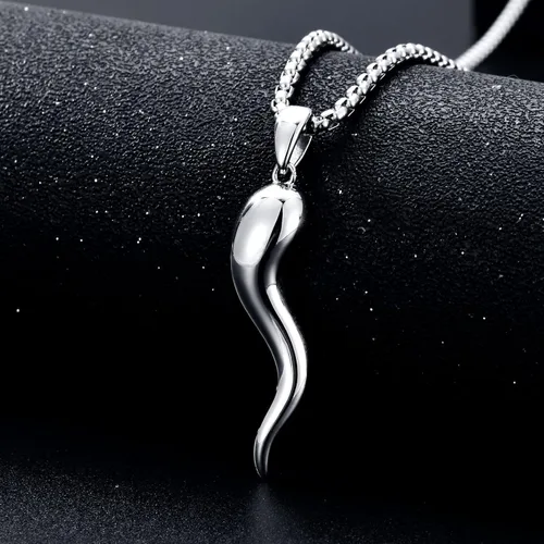 Vista 3 de Collar con colgante de plata de ley 925 con cuerno italiano de buena suerte para hombres y mujeres, amuleto, regalo de joyería para Navidad, día