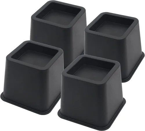 Vista 38 de Paquete de 4 elevadores de cama de 1 pulgada, elevadores de muebles de 2 pulgadas, negros, elevadores de cama resistentes para mesa, sofá, silla