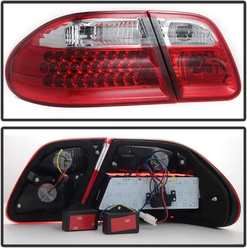 Vista 3 de ACANII - Para 1996-2002 Mercede-Benz W210 E300 E320 E430 E55 Luces traseras LED transparentes rojas Juego de lámparas de freno izquierda y derecha