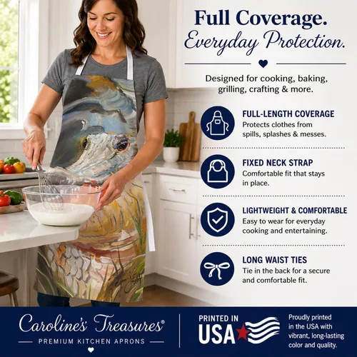 Vista 3 de Caroline's Treasures JMK1138APRON - Delantal de cocodrilo para cocinar, hornear, manualidades, jardinería para adultos, mujeres y hombres, unisex