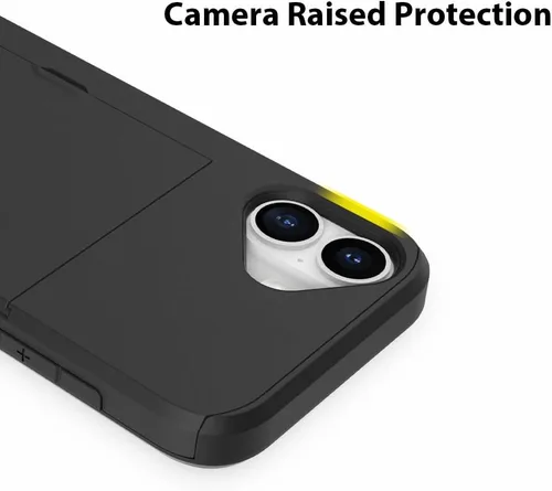 Vista 5 de ZIYE Funda tipo cartera para iPhone 16 Plus con tarjetero, antiarañazos de doble capa con bolsillo oculto, funda a prueba de golpes compatible