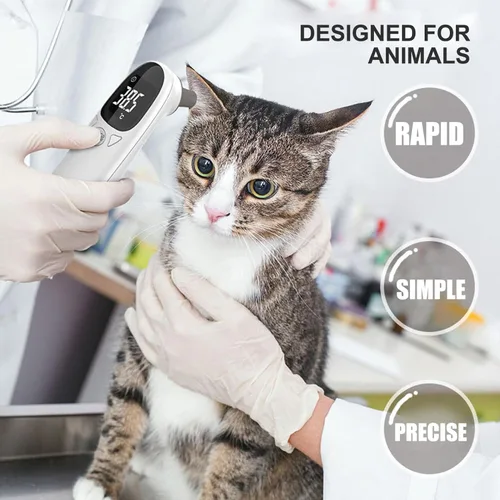Vista 5 de Termómetro de oído para mascotas, termómetro preciso de temperatura de oído de 89.6-109.2 °F, digital recargable por USB de 5 x 1.5 para mascotas