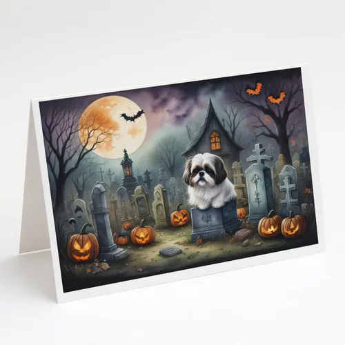 Vista 63 de Caroline's Treasures DAC2042GCA7P Golden Retriever - Tarjetas de felicitación y sobres de Halloween espeluznantes, paquete de 8 tarjetas en blanco