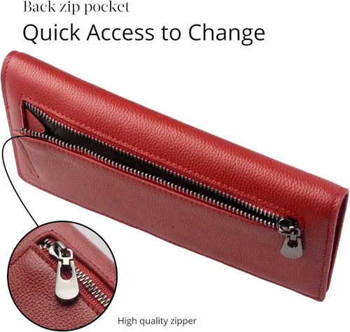 Vista 4 de Bveyzi Carteras de cuero ultrafino con bloqueo RFID para tarjetas de crédito carteras de embrague bibledecidas para mujer