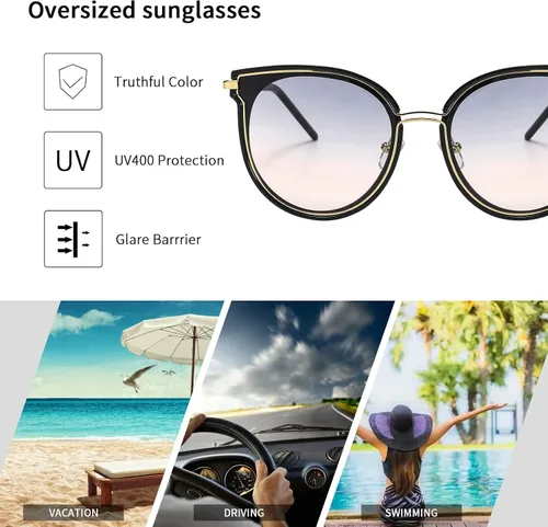 Vista 7 de Gafas de sol de gran tamaño para mujer, gafas de sol de aviador para mujeres y hombres