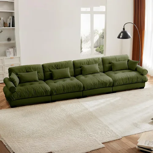 Vista 25 de Juego de sofá modular con asiento profundo de 94.4", tela de chenilla, loveseat seccional moderno para sala de estar, cómodo loveseat de felpa tipo