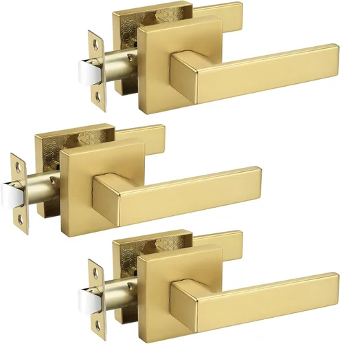 Vista 15 de Probrico - 1 manija inactiva dorada para puerta, moderna, para armario, resistente, para interior, sin giro, reversible para lado derecho e izquierdo