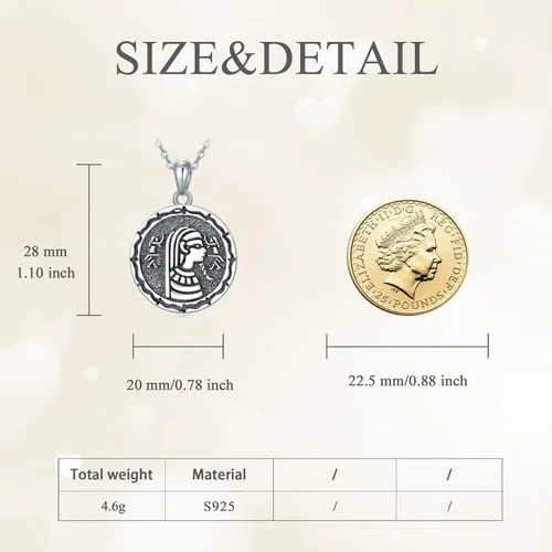 Vista 5 de VONALA Sterling Silver Hamsa Lion Lotus Masonic Mandala Triple Moon Goddess Egyptian Pharaoh Pendant Necklace Jewelry Gothic Punk Gifts for Men Women