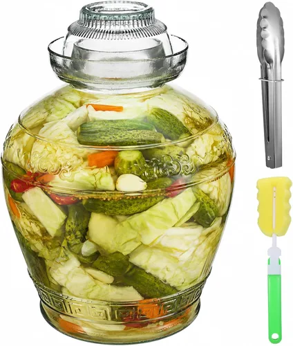 Vista 9 de Tarro de fermentación de vidrio de 1.5L/2.5L/4.5L, tarro de pepinillo sellado de gran capacidad, (B 2.5L/88oz)