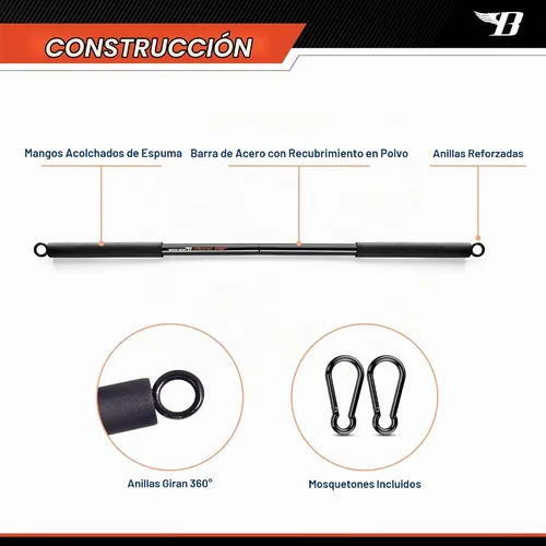 Vista 6 de BIONIC BODY Barra recta de entrenamiento de resistencia ligera de 36 pulgadas - Se adapta a todas las bandas de resistencia/accesorios