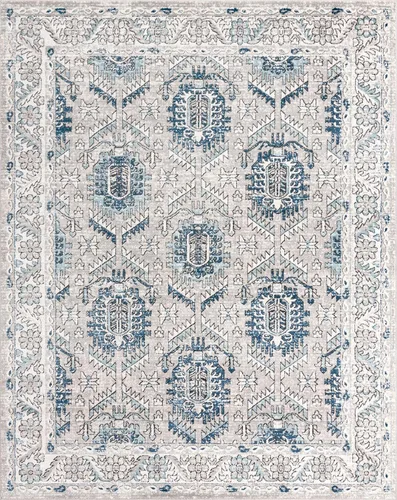 Vista 3 de Unique Loom Nyla Collection - Alfombra de área de princesa (7 pies 10 pulgadas x 10 pies, rectangular, gris/marfil)