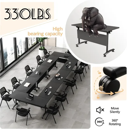 Vista 5 de Mesa de conferencias plegable, mesa de sala de conferencias con ruedas, mesa de conferencias plegable modular, mesas de reuniones de entrenamiento