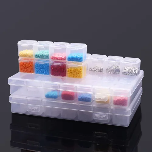 Vista 7 de ARTDOT Contenedores de almacenamiento de 56 rejillas para kits de arte de diamante para adultos, 2 paquetes de contenedor portátil de almacenamiento