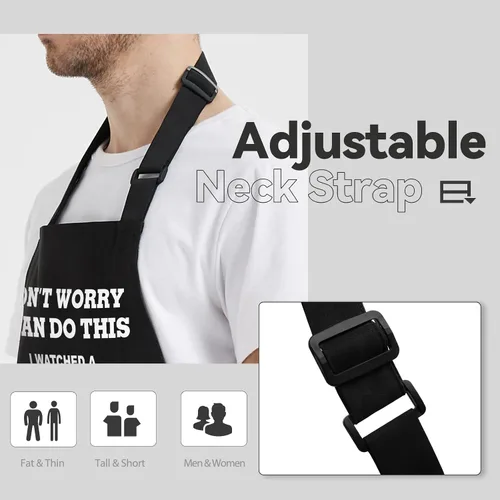 Vista 3 de Regalos para hombres, delantal divertido para hombres, delantales ajustables para papá, perfectos para cocinar en la cocina, barbacoa, parrilla