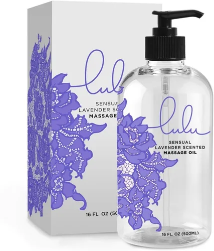 Vista 4 de Lulu Lube Lubricante personal a base de agua, 16 onzas y aceite de masaje de lavanda Lulu, 16 onzas.