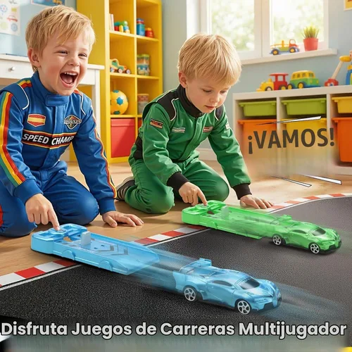 Vista 3 de Aooess 6 PC Catapult Car Toy para Kid 3-5 Car Toy Set con lanzadores Trofeo Coches de carreras de bolsillo portátiles, juguetes interactivos