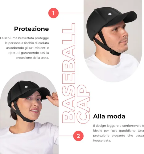 Vista 6 de Casco médico para niños Gorra de béisbol con correa para la barbilla Casco suave para epilepsia Casco protector para convulsiones Moda y sin