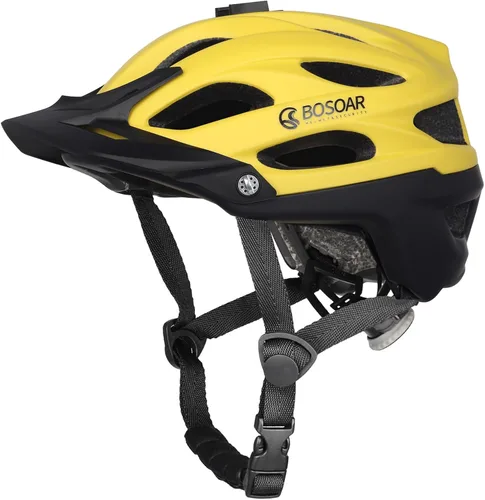 Vista 17 de Casco de bicicleta de montaña Bosoar, casco de ciclismo para adultos con soporte para cámara y visera desmontable para hombres, mujeres y jóvenes